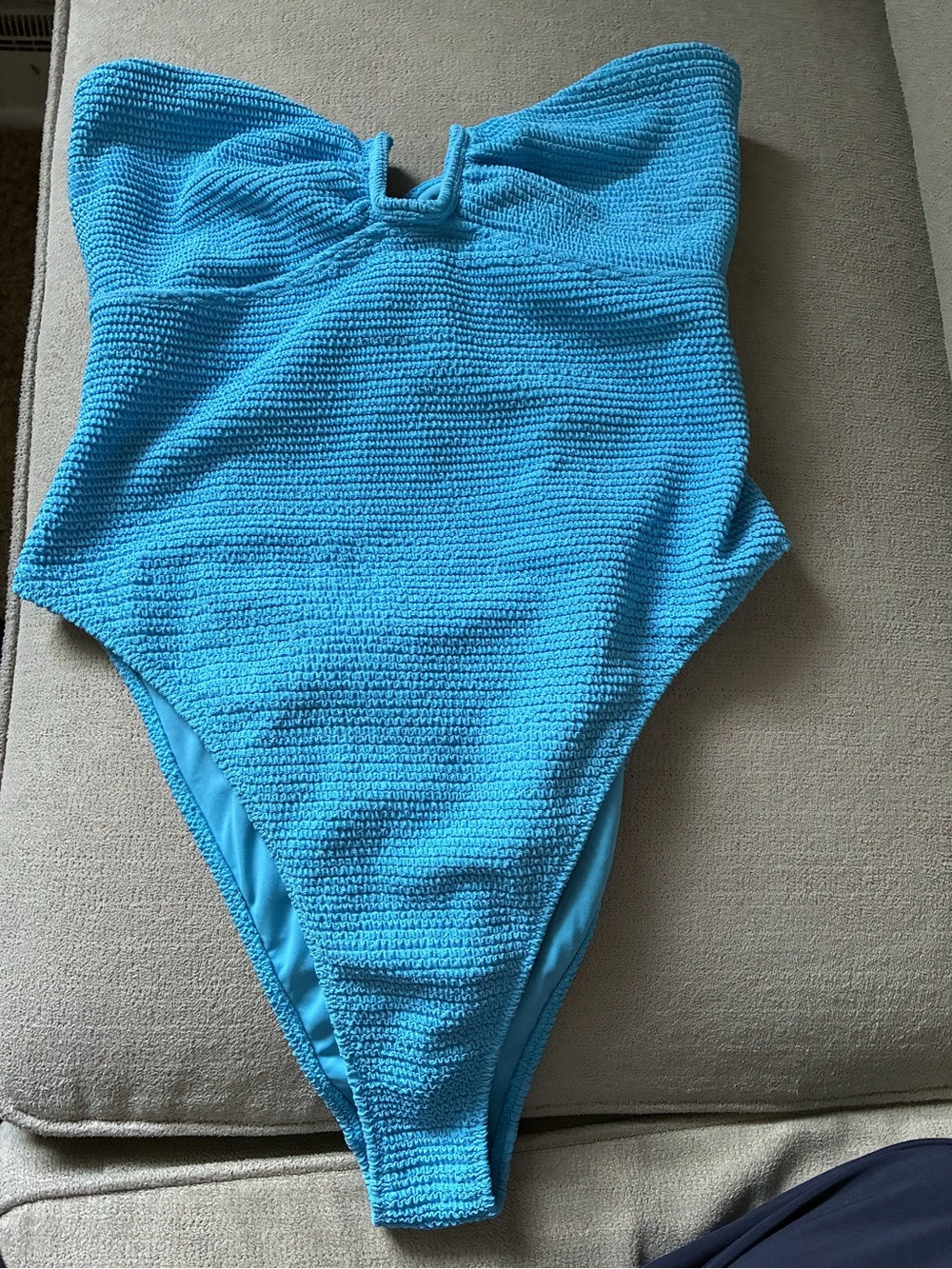 PacSun Textured Strapless One-Piece Swimsuit in Bright Blue
